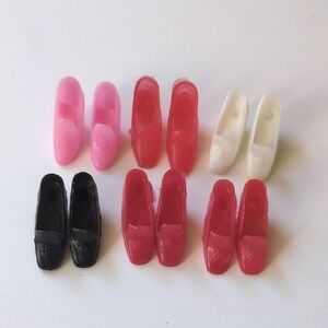 Vintage 70s Mattel Barbie Pilgrim Shoes - Pink, Red, White, Black - 6 Pairs